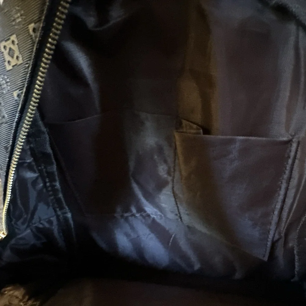 Fabulous Black Monogram Backpack Zip Closure Adjustable Straps Pockets Tag
